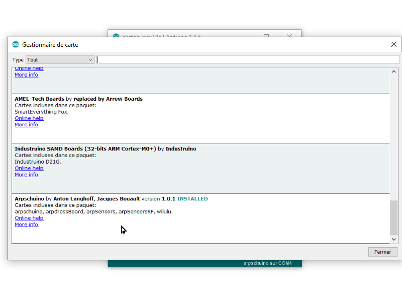 arduino boards manager